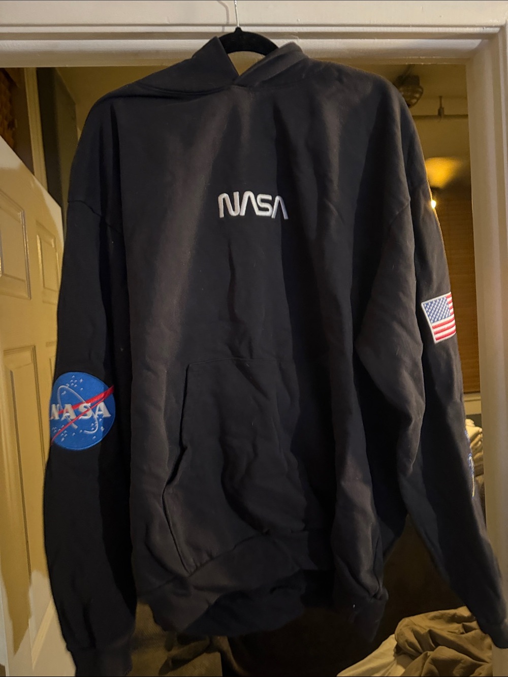 Black Logo Hoodie with Sleeve Patches